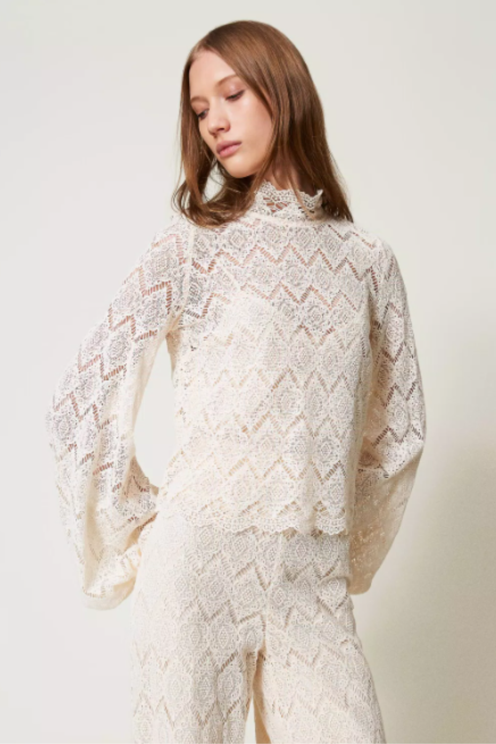 BLUSA DE RENDA MACRAMÉ | TWINSET
