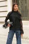 BLUSA BOUCLÉ TRANSPARENTE COM RELEVO FLORAL | SPACCIO BY CRISTINA