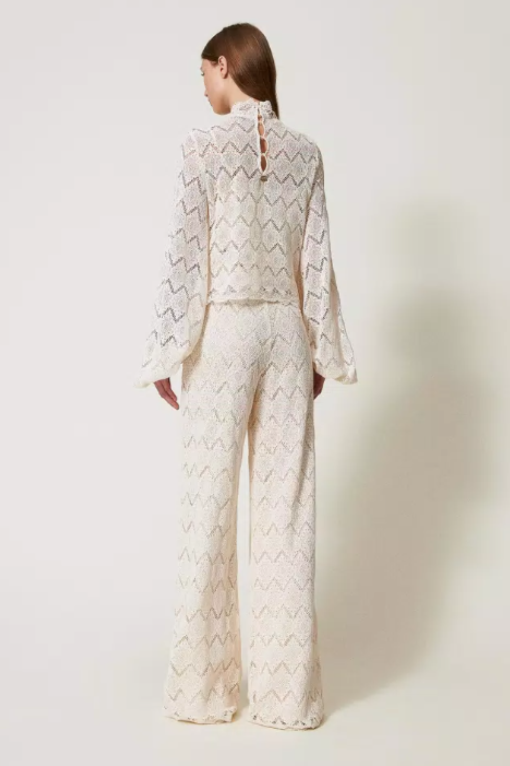 CALÇAS LARGAS DE RENDA MACRAMÉ | TWINSET