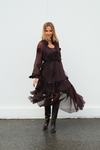 VESTIDO LONGO TEXTURADA COM FLORES 3D | SPACCIO BY CRISTINA