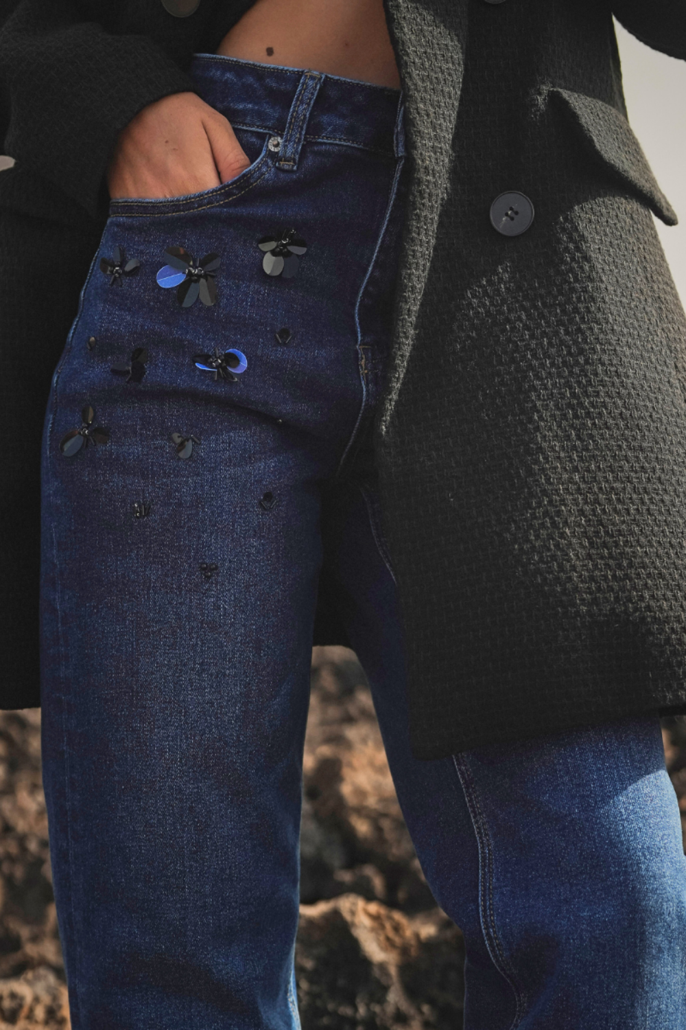 JEANS FLORES PRETAS | SPACCIO BY CRISTINA