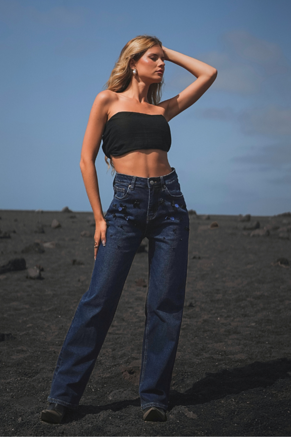 JEANS FLORES PRETAS | SPACCIO BY CRISTINA