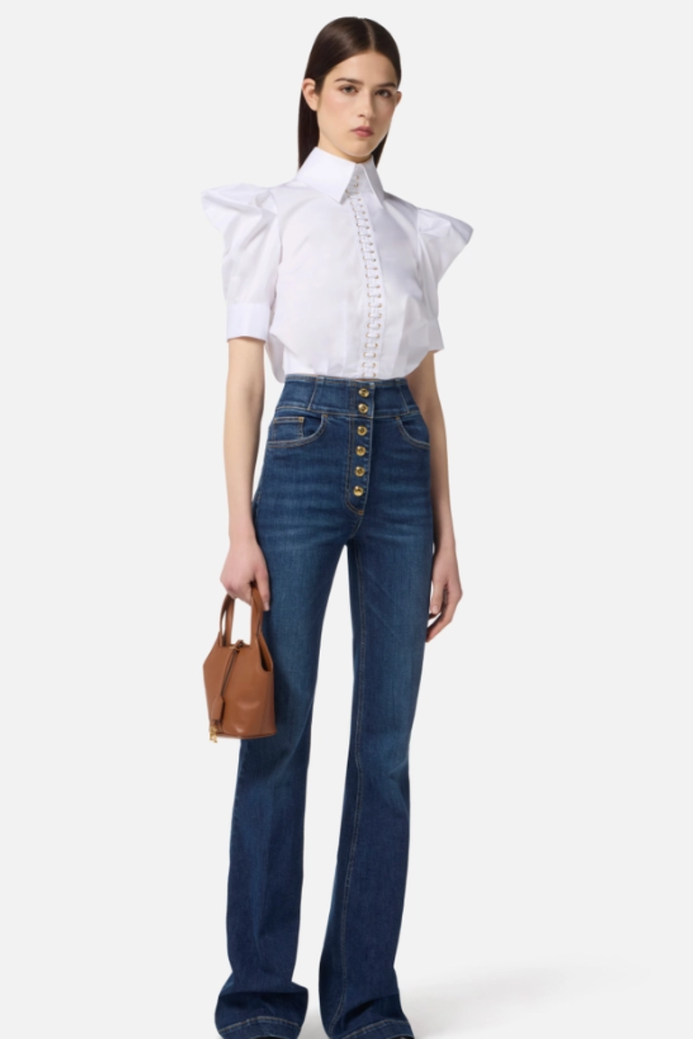 CAMISA BRANCA COM ATILHOS | ELISABETTA FRANCHI