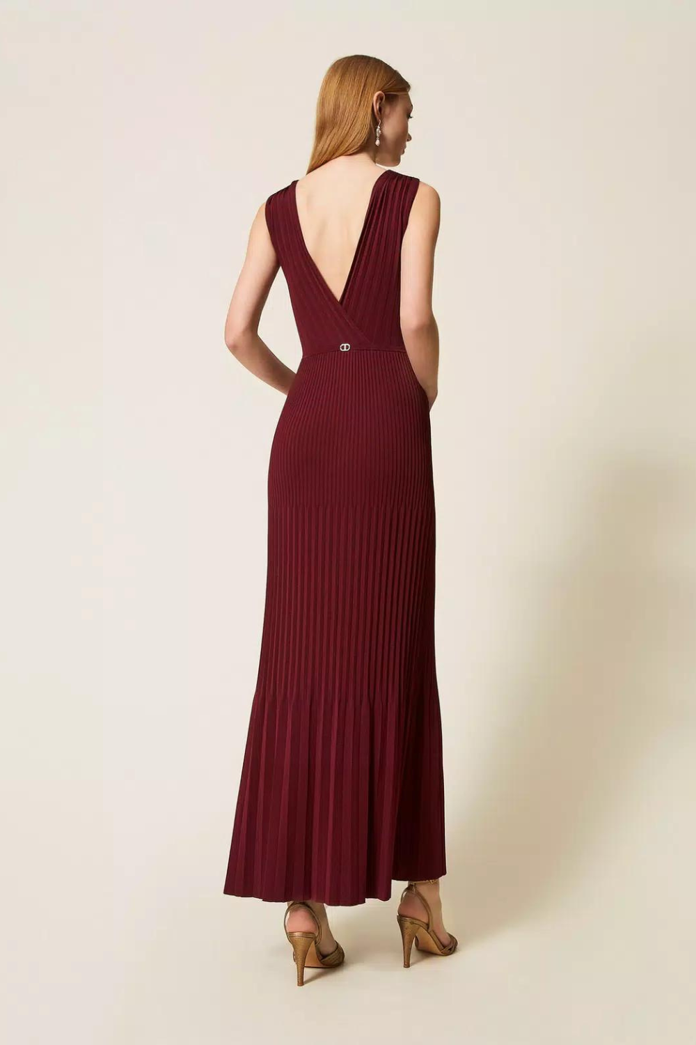 VESTIDO LONGO DE MALHA PLISSADA | TWINSET