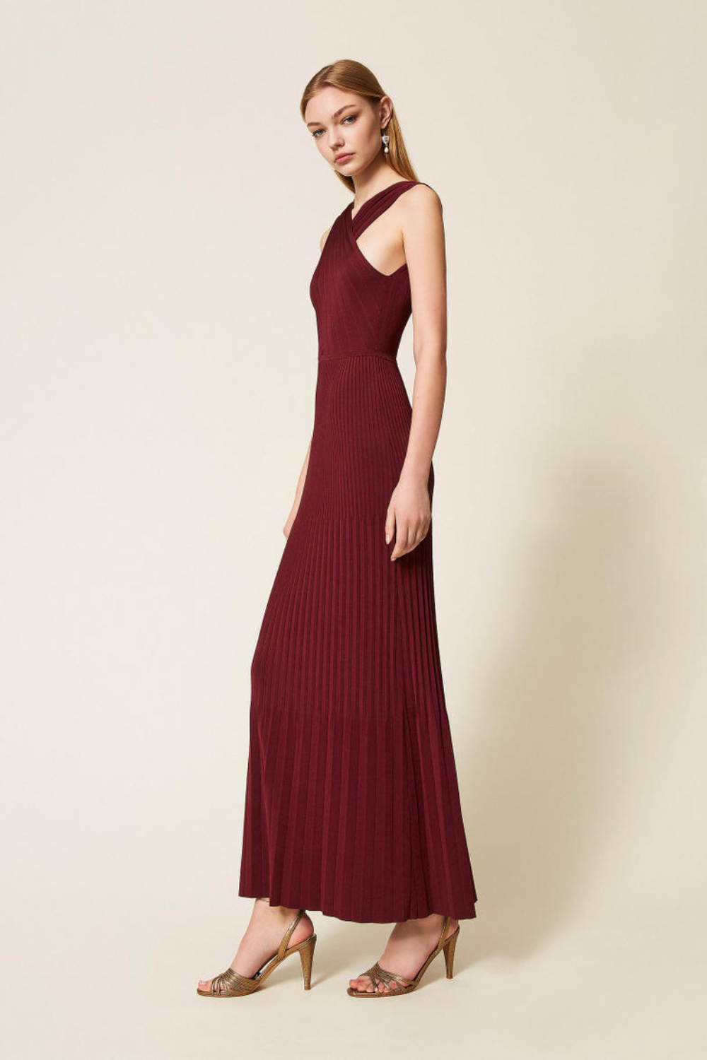 VESTIDO LONGO DE MALHA PLISSADA | TWINSET