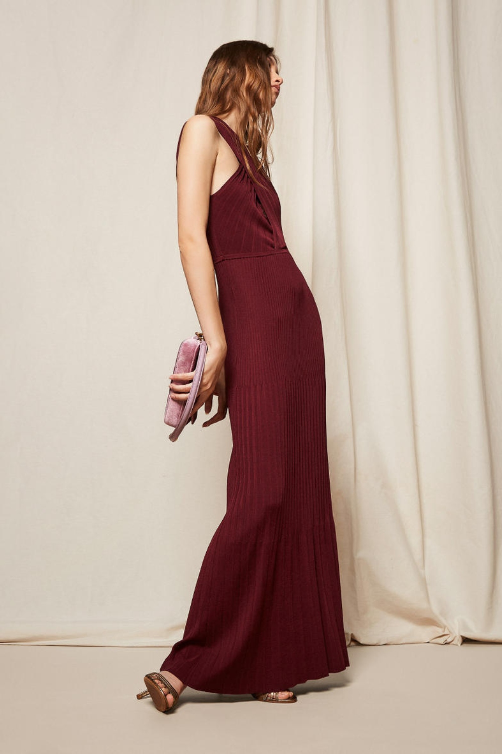 VESTIDO LONGO DE MALHA PLISSADA | TWINSET