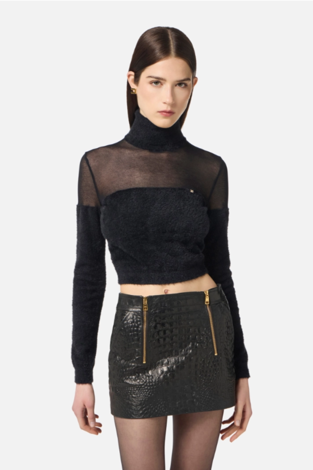 BLUSA DE MALHA PÊLO E TRANPARÊNCIA | ELISABETTA FRANCHI