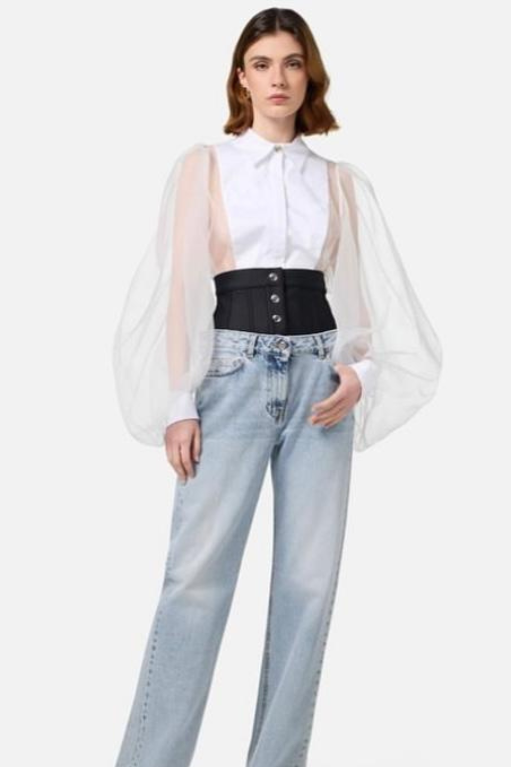 CAMISA BRANCA COM TRANSPARÊNCIAS | ELISABETTA FRANCHI