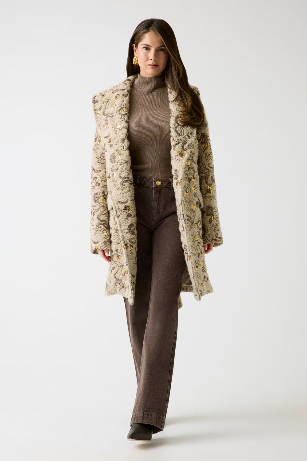 SOBRETUDO BORDADO EM MISTURA DE LÃ | MARCIANO