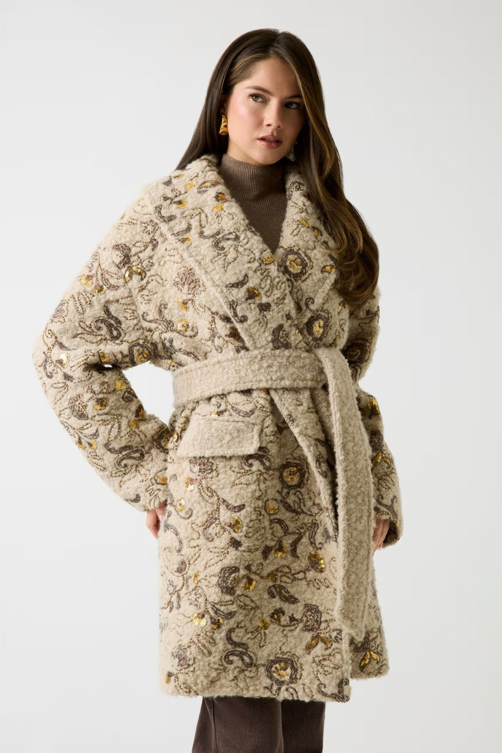 SOBRETUDO BORDADO EM MISTURA DE LÃ | MARCIANO