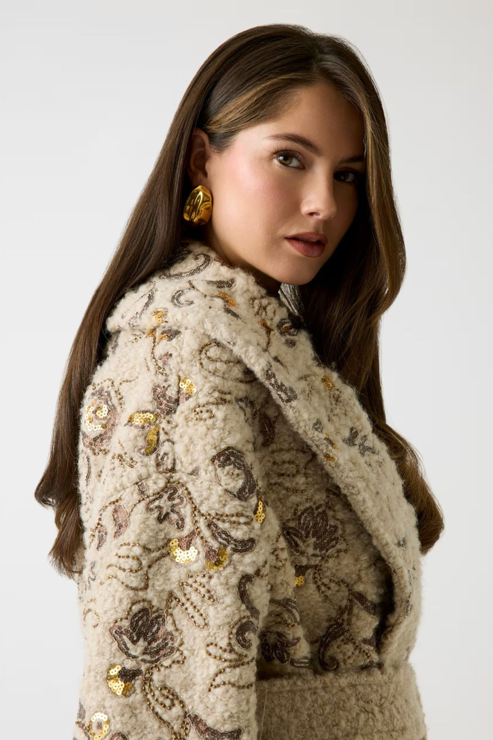 SOBRETUDO BORDADO EM MISTURA DE LÃ | MARCIANO