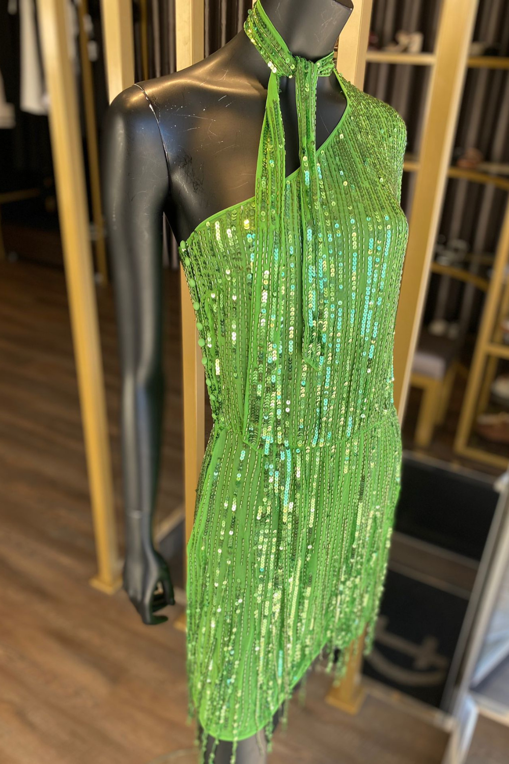 VESTIDO VERDE LANTEJOULAS | ELISABETTA FRANCHI