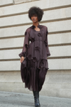 VESTIDO LONGO TEXTURADA COM FLORES 3D | SPACCIO BY CRISTINA
