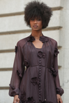 VESTIDO LONGO TEXTURADA COM FLORES 3D | SPACCIO BY CRISTINA