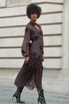 VESTIDO LONGO TEXTURADA COM FLORES 3D | SPACCIO BY CRISTINA
