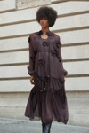 VESTIDO LONGO TEXTURADA COM FLORES 3D | SPACCIO BY CRISTINA